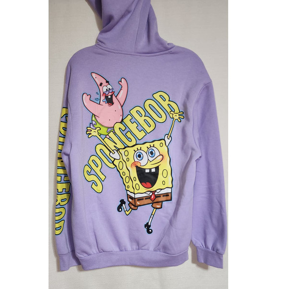 sponge bob purple hoodie men size medium-graphic is back of hoodie - Picture 5 of 6